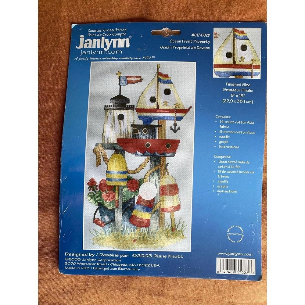 DIY Cross Stitch Kit NOS Janlynn Ocean Front Proper Nautical Beach